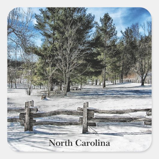 North Carolina winterlandschap Vierkante Sticker (Voorkant)