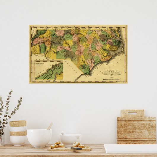 North CarolinaPanoramic Map Poster (Keuken)