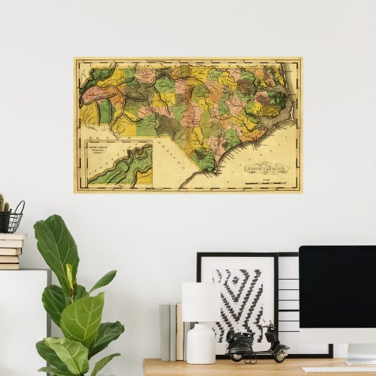 North CarolinaPanoramic Map Poster (Thuiskantoor)