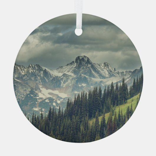 North Cascade: Majestic Mountain Peak. Glas Ornament (Achterkant)