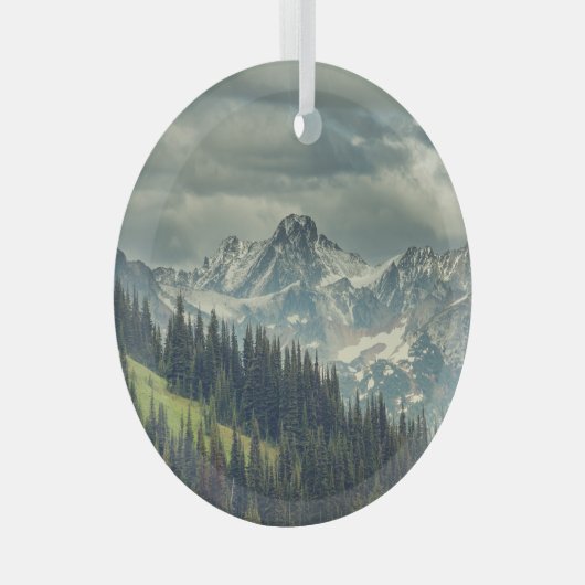 North Cascade: Majestic Mountain Peak. Glas Ornament (Voorkant Rechts)