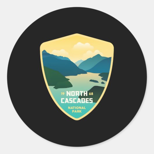 North Cascades 1968 National Park Tea Ronde Sticker (Voorkant)