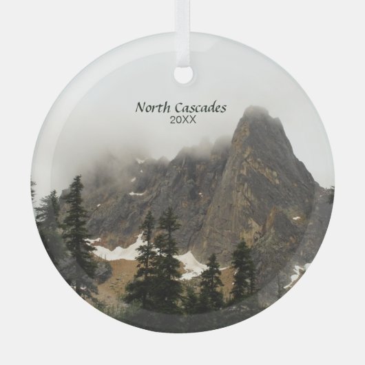 North Cascades Fog over Mountain Photo Glas Ornament (Voorkant)