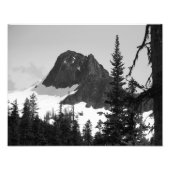 North Cascades Mountain Peak Zwart-wit Foto Afdruk (Voorkant)