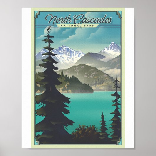 North Cascades Nationaal Park Litho Kunstwerk Post Poster (Voorkant)