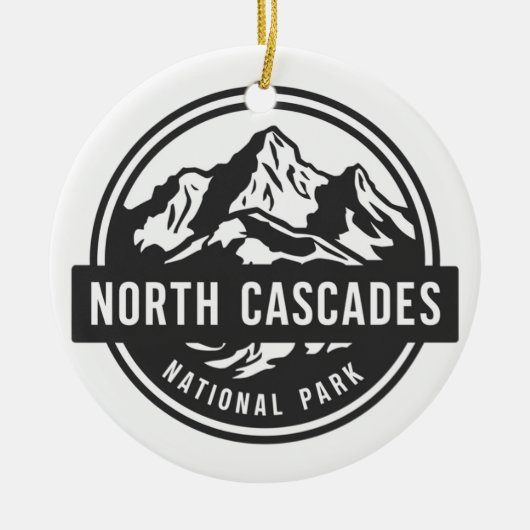 North Cascades Nationaal Park Zwart Wit Embleem Keramisch Ornament (Voorkant)