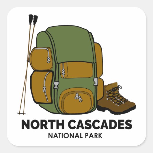 North Cascades National Park Backpack Vierkante Sticker (Voorkant)