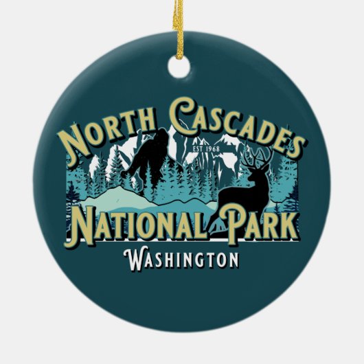 NORTH CASCADES NATIONAL PARK HOLIDAY KEEPSAKE KERAMISCH ORNAMENT (Achterkant)