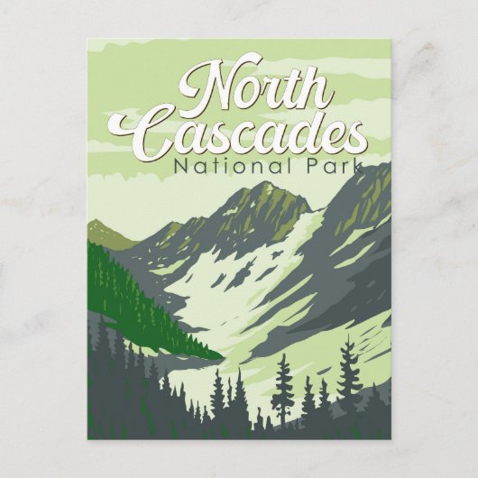 North Cascades National Park Illustratie Reizen Briefkaart (Voorkant)