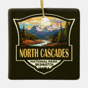 North Cascades National Park Illustratie Reizen Keramisch Ornament