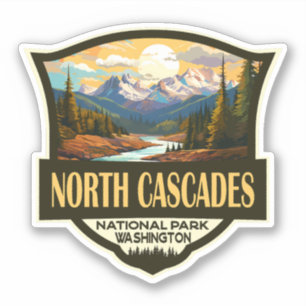 North Cascades National Park Illustratie Reizen Sticker