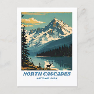North Cascades National Park illustratie retro De Briefkaart