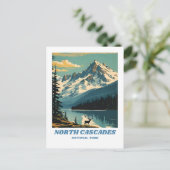 North Cascades National Park illustratie retro De Briefkaart (Staand voorkant)