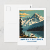 North Cascades National Park illustratie retro De Briefkaart (Voorkant / Achterkant)