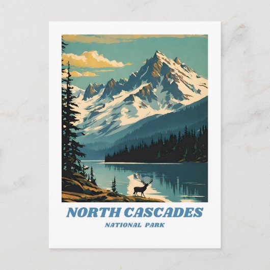 North Cascades National Park illustratie retro De Briefkaart (Voorkant)