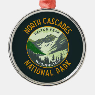North Cascades National Park Retro Art Noodlijdend Metalen Ornament
