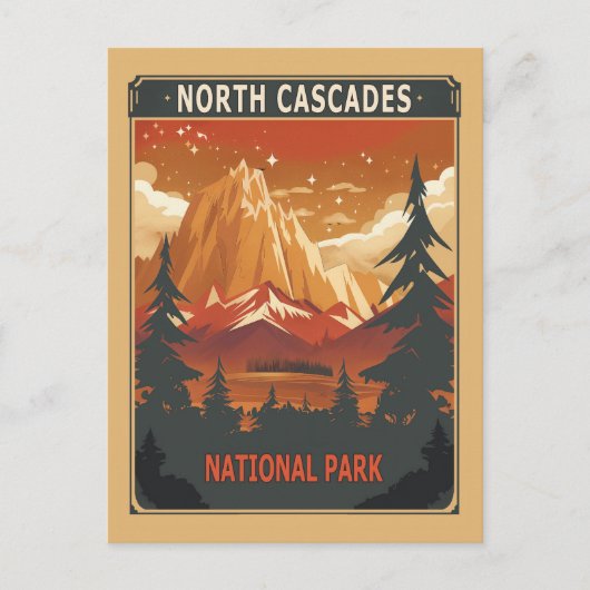 North Cascades National Park Retro Briefkaart (Voorkant)
