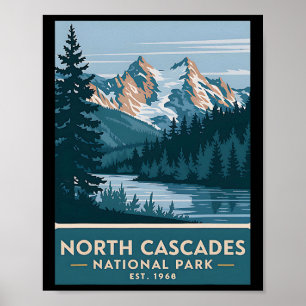 North Cascades National Park Vintage Kamperen Here Poster
