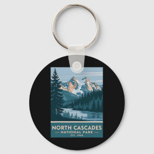 North Cascades National Park Vintage Kamperen Here Sleutelhanger