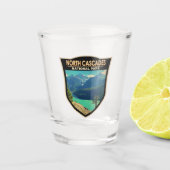 North Cascades National Park Washington Waterverf Shot Glas (Voorkant)