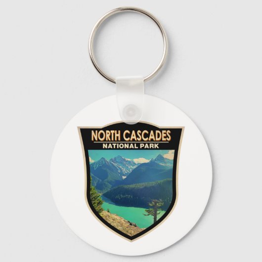 North Cascades National Park Washington Waterverf Sleutelhanger (Voorkant)