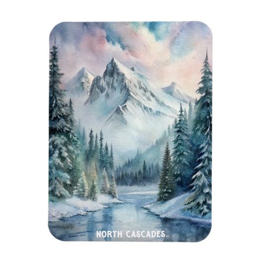 North Cascades National Park Waterverf Schilderij Magneet (Verticaal)
