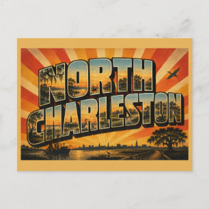 North Charleston SC Cooper River Zoutmoeras Kunst Briefkaart