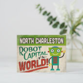 North Charleston South Carolina Robot - Funny Briefkaart (Staand voorkant)