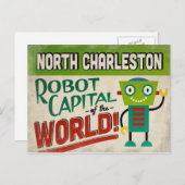 North Charleston South Carolina Robot - Funny Briefkaart (Voorkant / Achterkant)