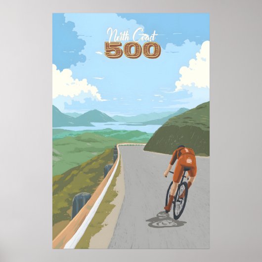 North Coast 500 NC500 Fietsreizen Reisposter Poster (Voorkant)