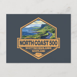 North Coast 500 Schotland Travel Art Badge Briefkaart