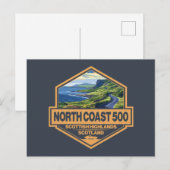 North Coast 500 Schotland Travel Art Badge Briefkaart (Voorkant / Achterkant)