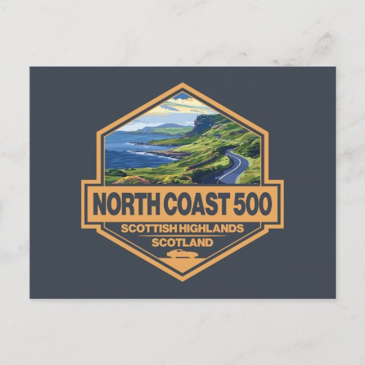North Coast 500 Schotland Travel Art Badge Briefkaart (Voorkant)