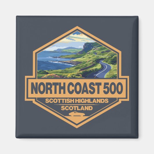 North Coast 500 Schotland Travel Art Badge Magneet (Voorkant)