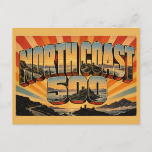 North Coast 500 Schotland Vintage Reis Kunst Briefkaart
