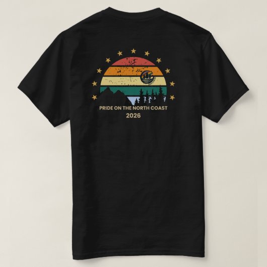 North Coast Pride Retro Sunset T-shirt (Design achterkant)
