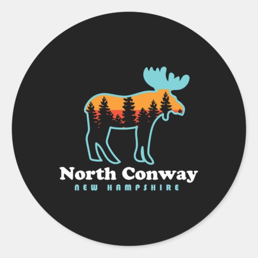 North Conway New Hampshire Moose Mountains  Ronde Sticker (Voorkant)