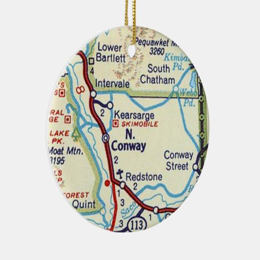 North Conway, NH  Kaart Keramisch Ornament (Rechts)