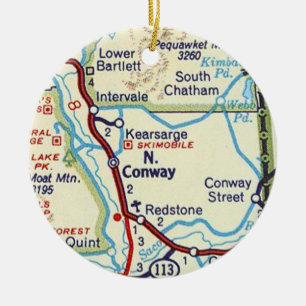 North Conway, NH Kaart Keramisch Ornament