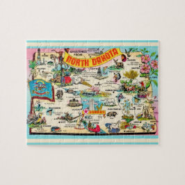 North Dakota 8x10 Postkaart Kaart Puzzel