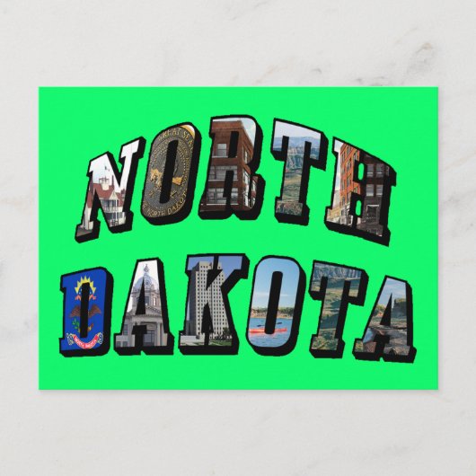 North Dakota Afbeelding Text Briefkaart (Voorkant)