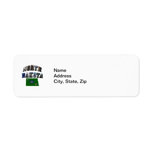 North Dakota Afbeelding Text Etiket (Voorkant)