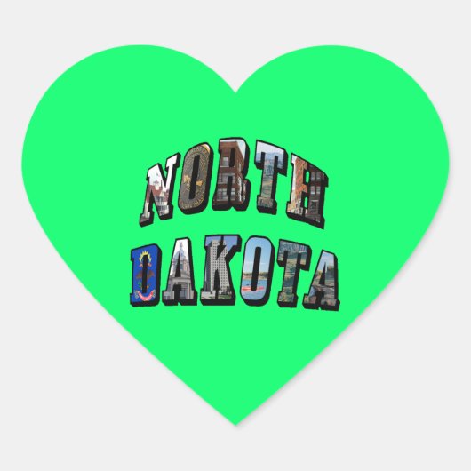 North Dakota Afbeelding Text Hart Sticker (Voorkant)