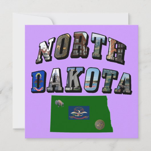 North Dakota Afbeelding Text Kaart (Voorkant)