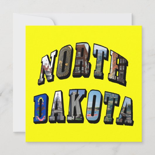North Dakota Afbeelding Text Kaart (Voorkant)