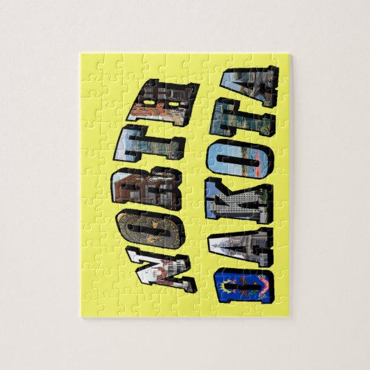 North Dakota Afbeelding Text Legpuzzel (Verticaal)