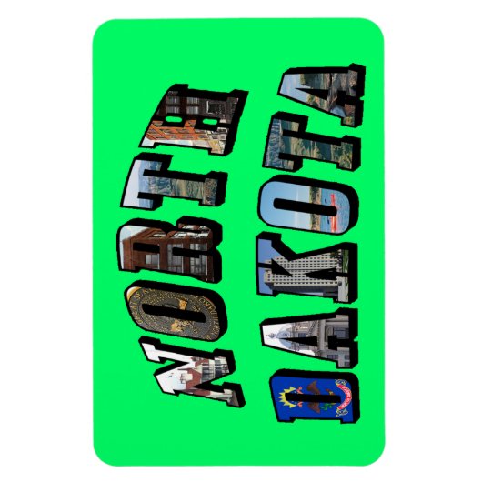 North Dakota Afbeelding Text Magneet (Verticaal)