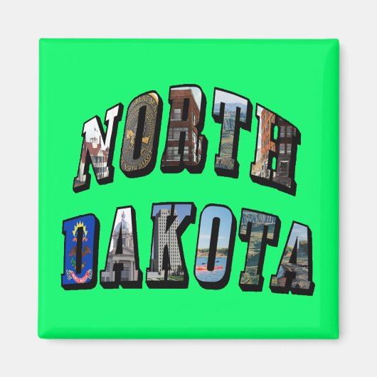 North Dakota Afbeelding Text Magneet (Voorkant)