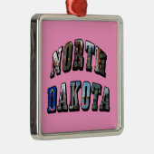 North Dakota Afbeelding Text Metalen Ornament (Rechts)