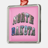 North Dakota Afbeelding Text Metalen Ornament (Links)